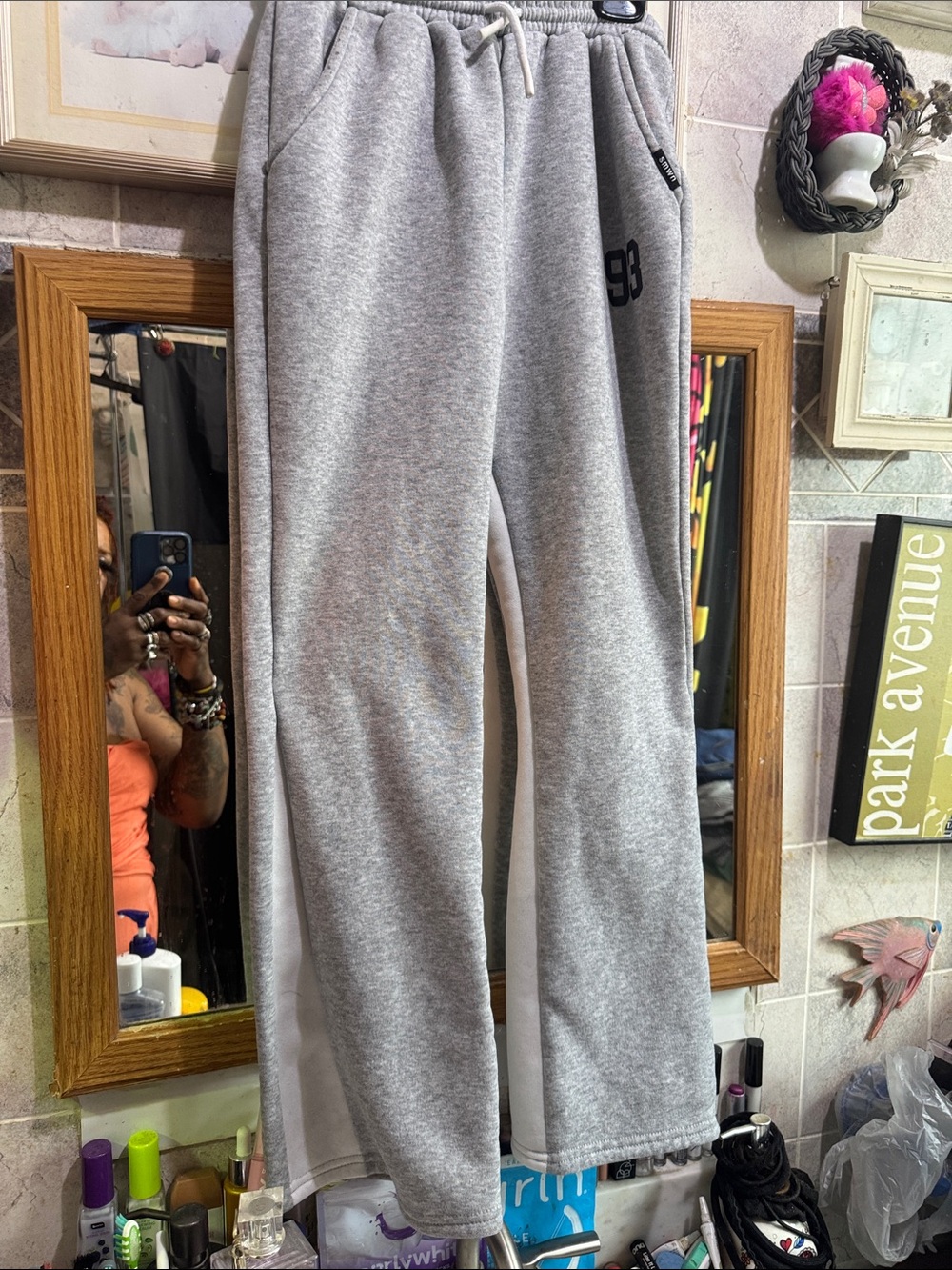 Gray sweatpants